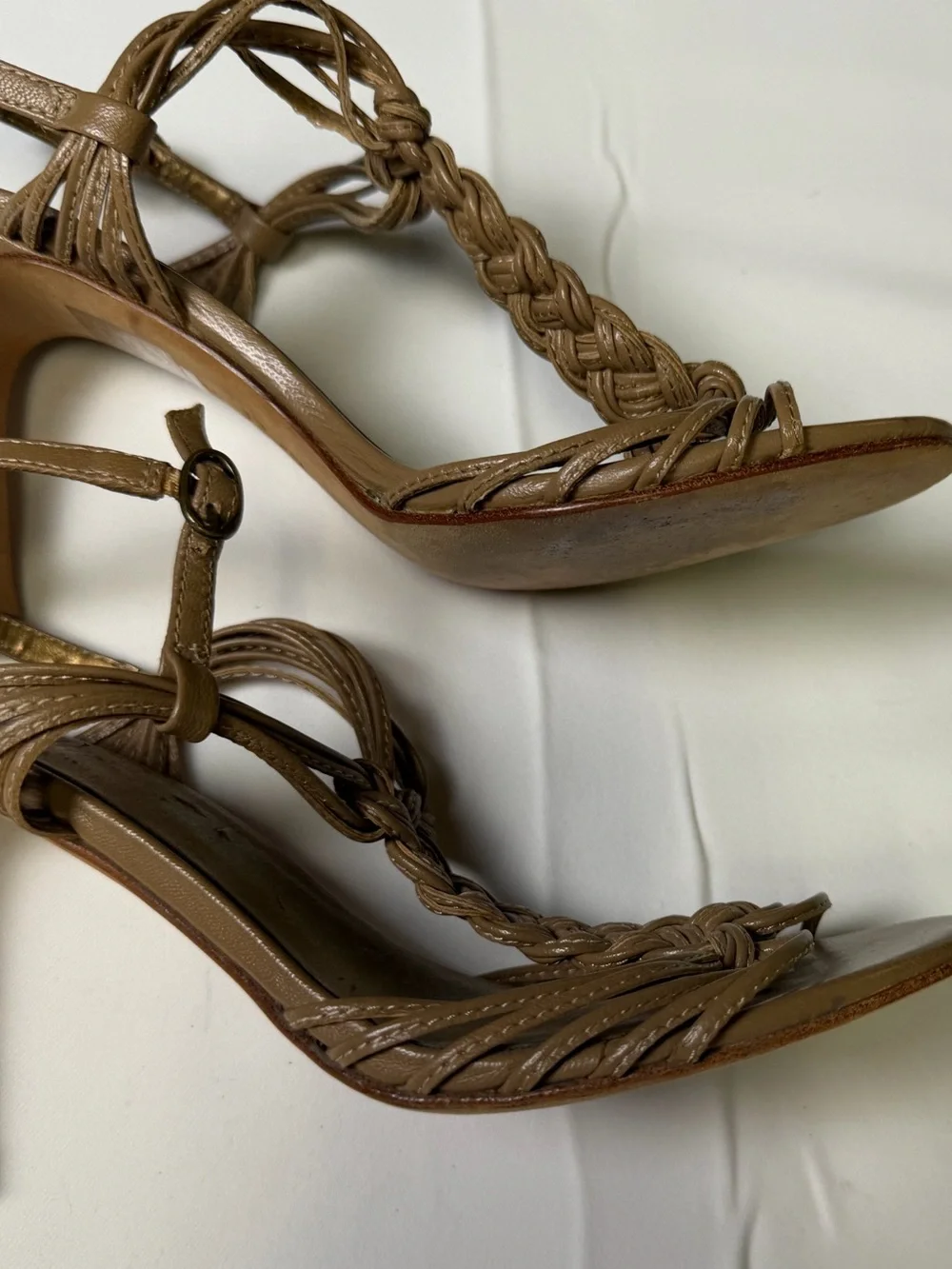 Charles by Charles David Braided Strappy 3” High Heels - Tan /Brown - Elegant 6